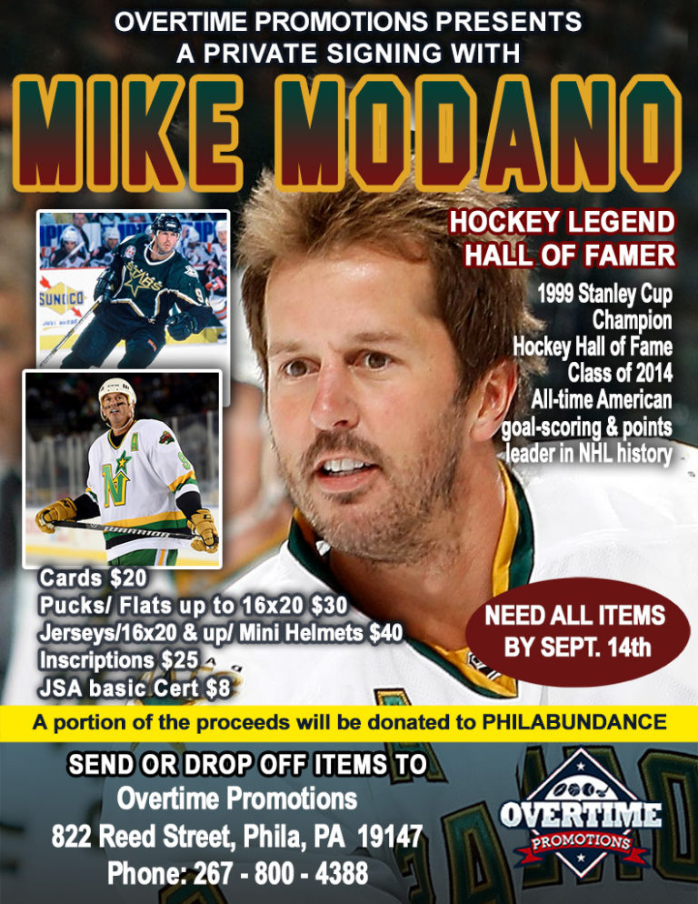 Mike Modano Private Signing Your Items Needed By 91420 Overtime Promotions